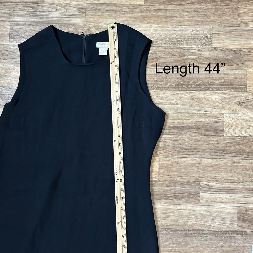 VTG Brooks Brothers Womens Silk Midi Dress Size 14 Black LBD Old Money Romantic - Picture 6 of 7